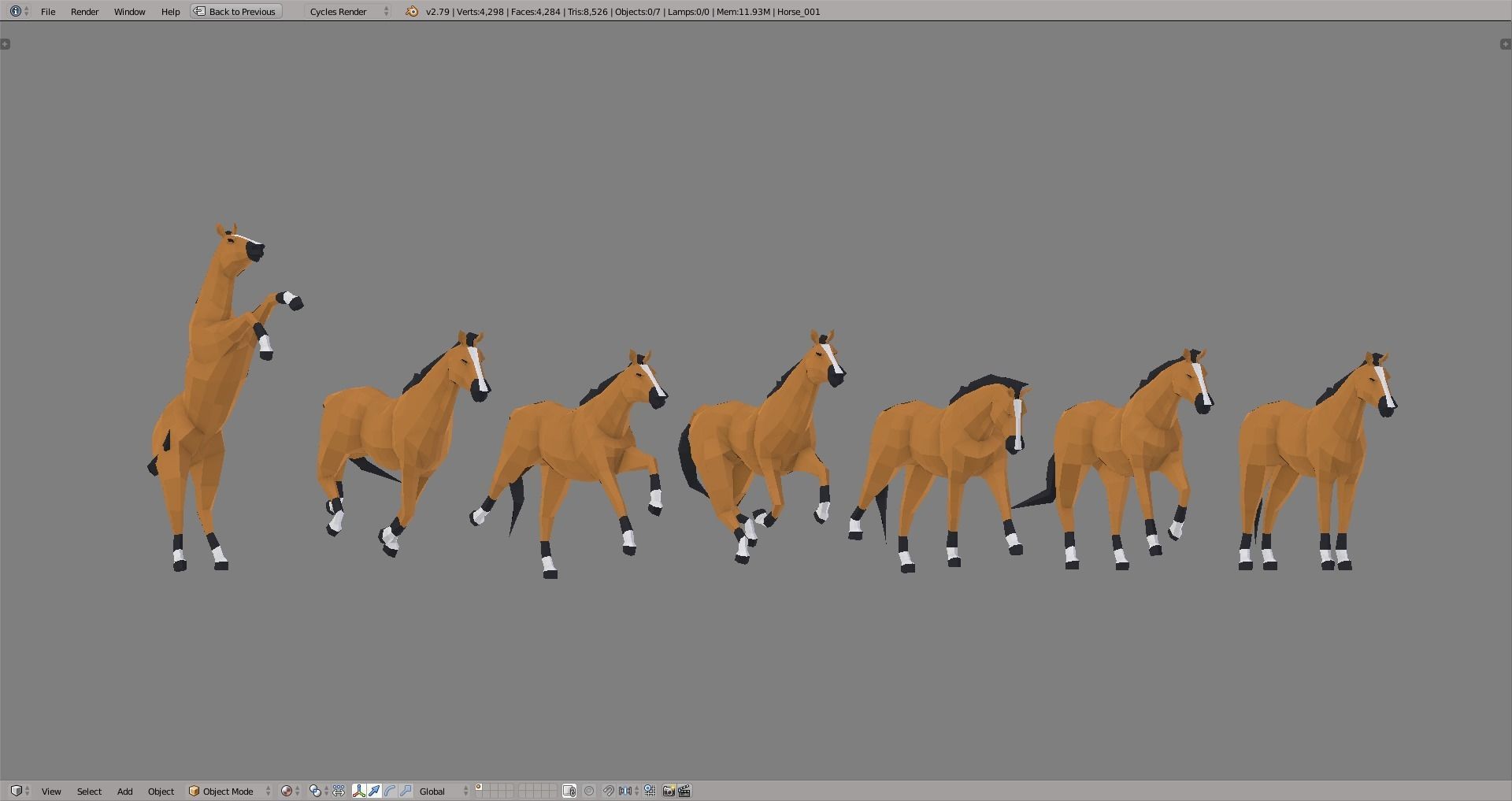 Horses polygonal horse Low-poly 3D model_4