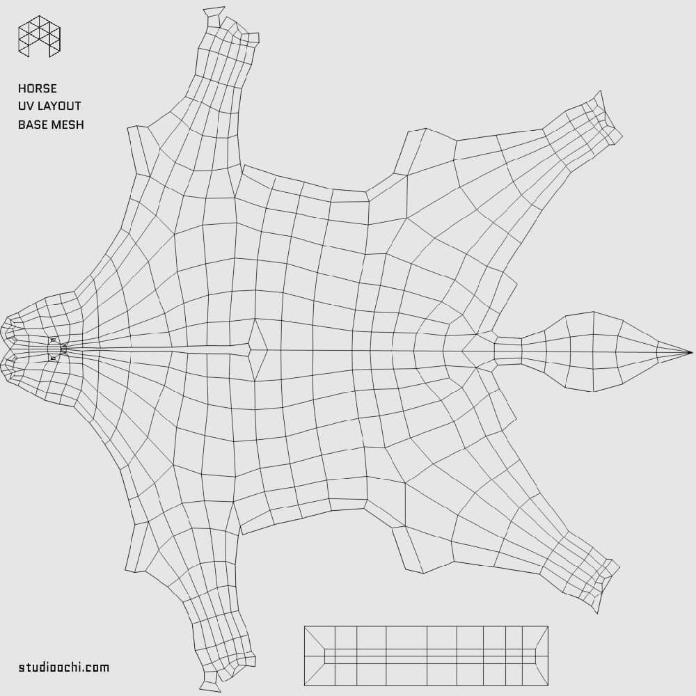 Horses polygonal horse Low-poly 3D model_8