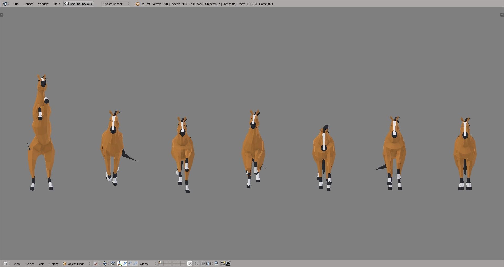 Horses polygonal horse Low-poly 3D model_2