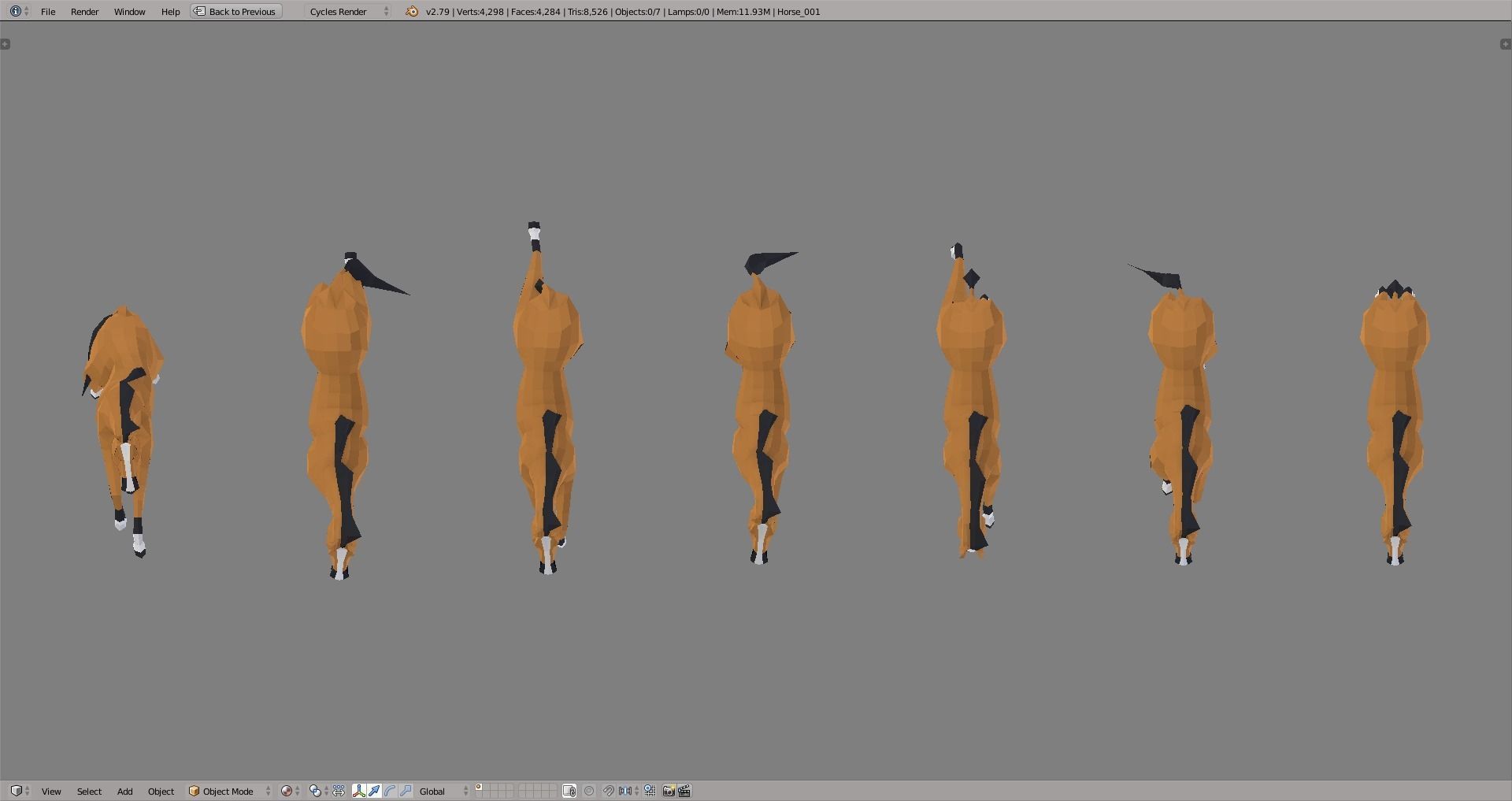 Horses polygonal horse Low-poly 3D model_3