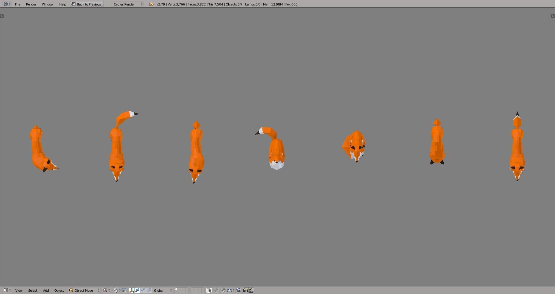 Foxes polygonal fox Low-poly 3D model_3