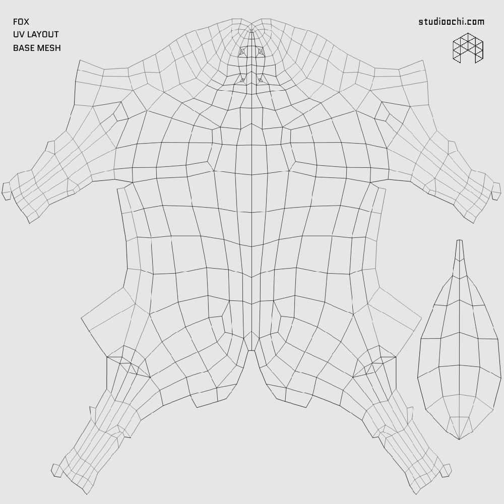 Foxes polygonal fox Low-poly 3D model_8