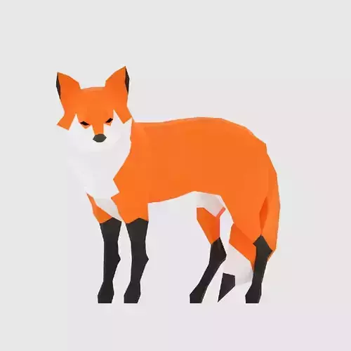 Foxes polygonal fox Low-poly 3D model