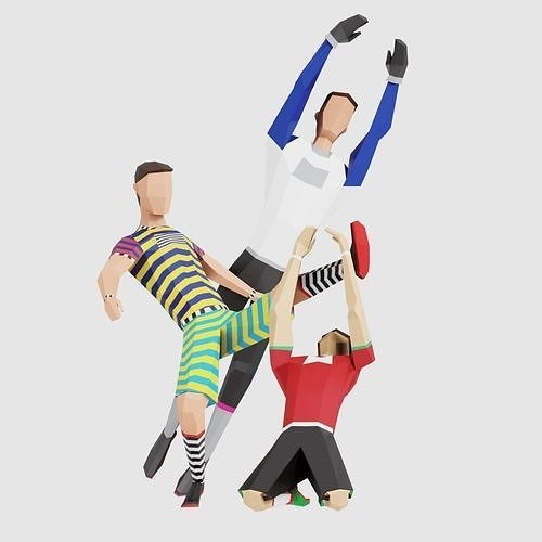 Football Men Low-poly 3D model