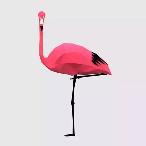 Flamingos flamingo in low polygon style Low-poly 3D model