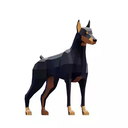 Doberman Dogs Pack Low-poly 3D model