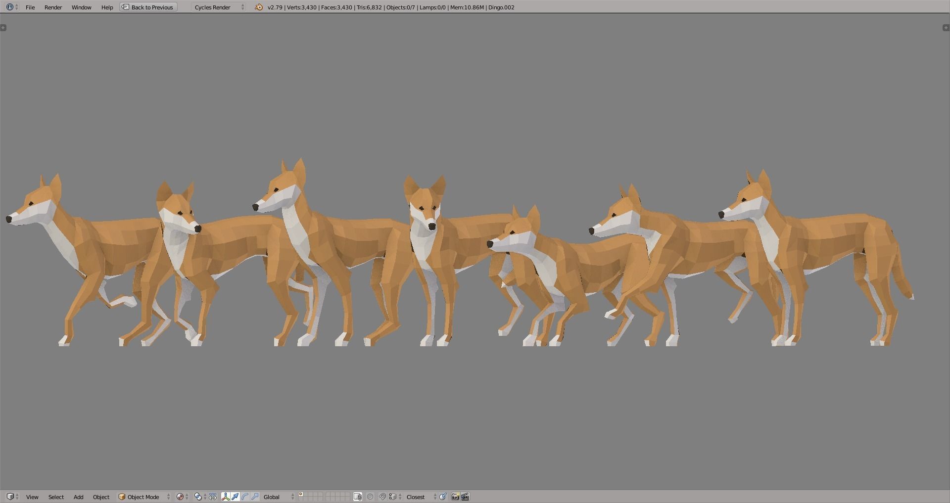 Dingoes orange dog Low-poly 3D model_7