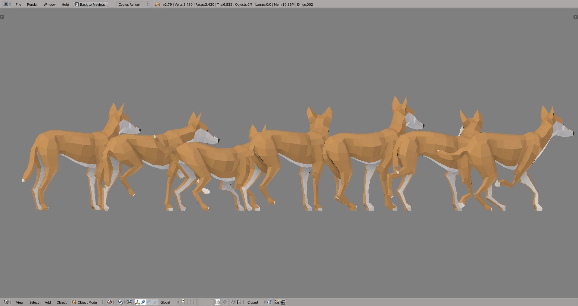 Dingoes orange dog Low-poly 3D model_5