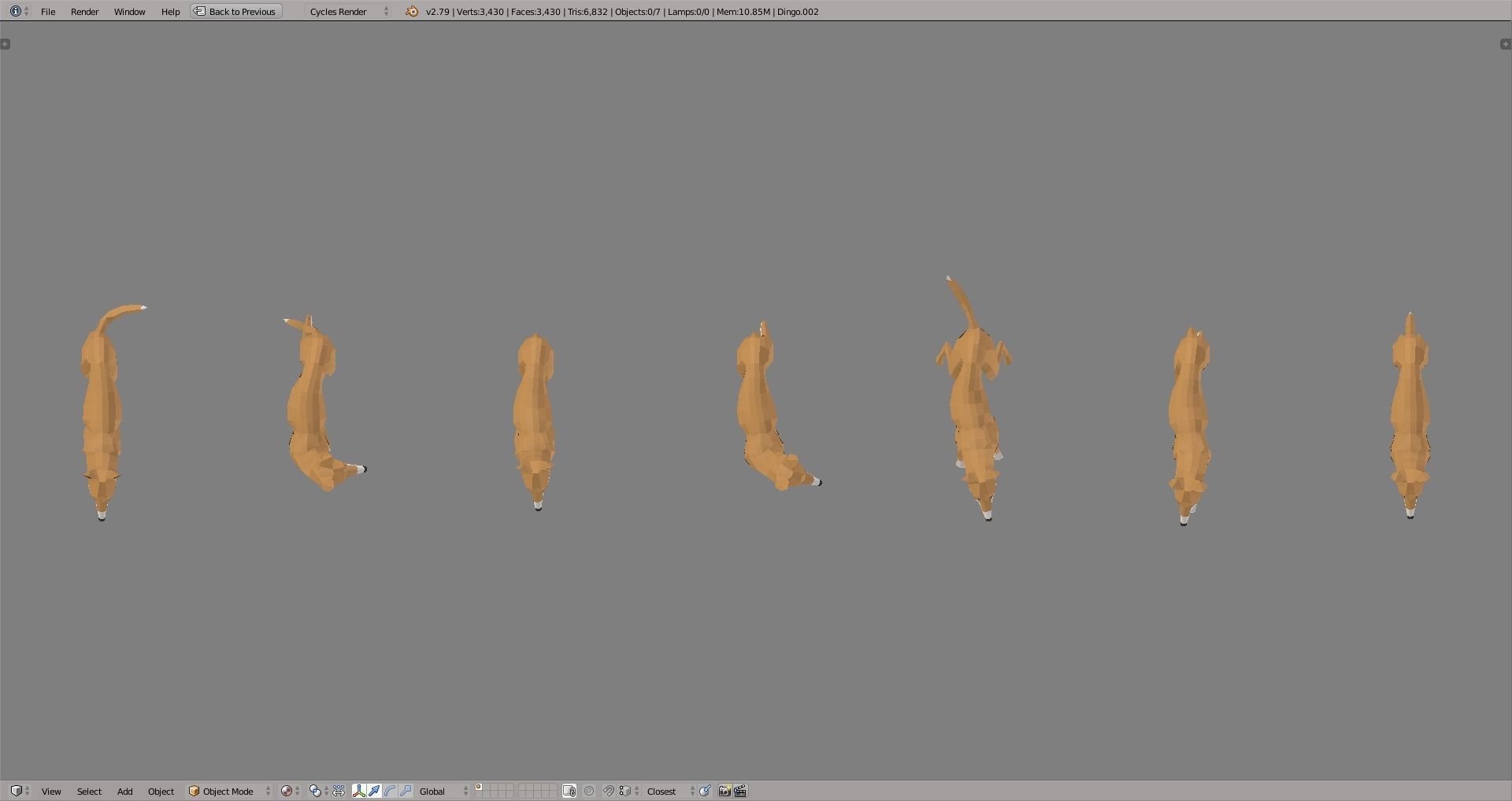 Dingoes orange dog Low-poly 3D model_3