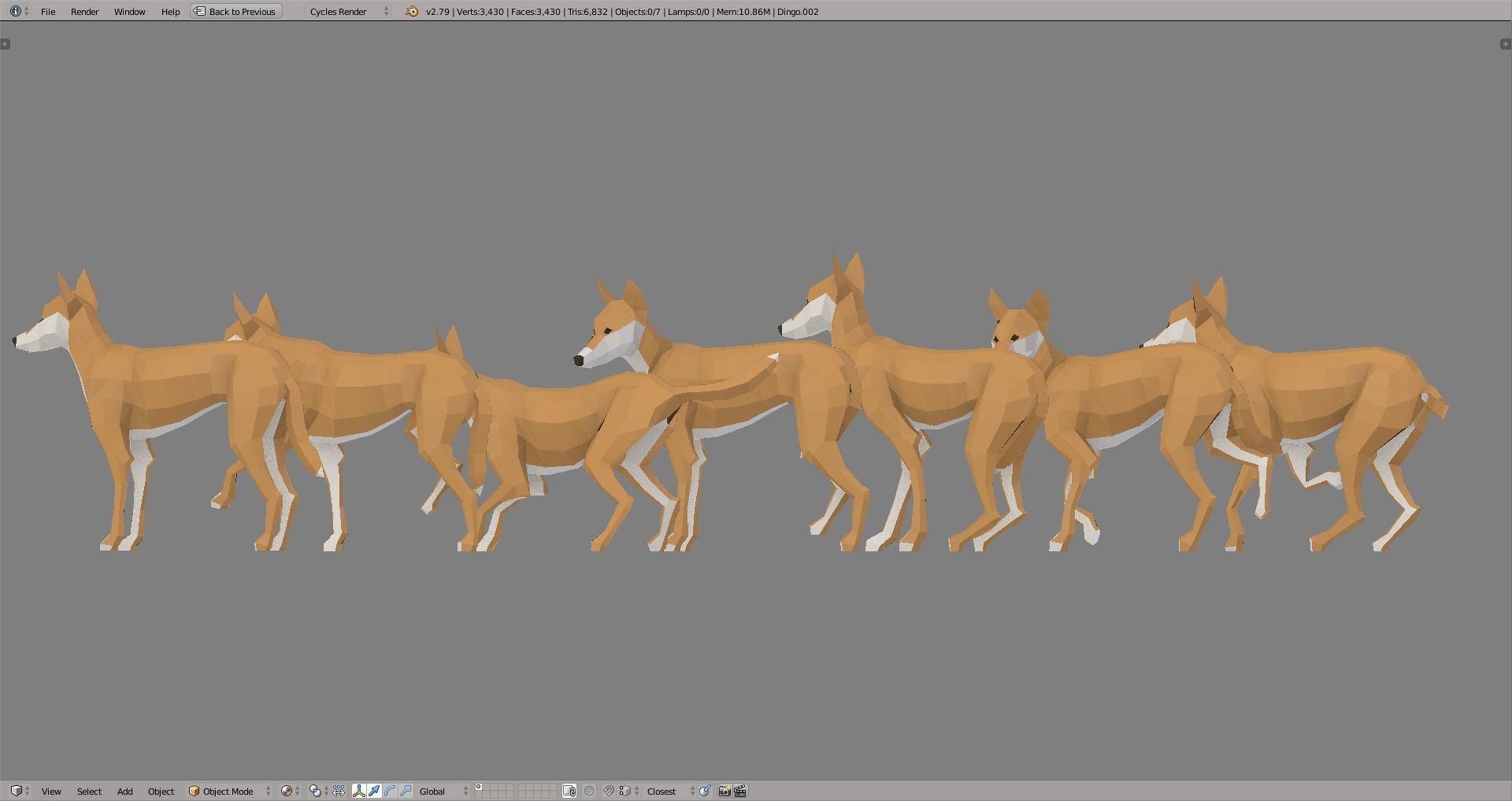 Dingoes orange dog Low-poly 3D model_6