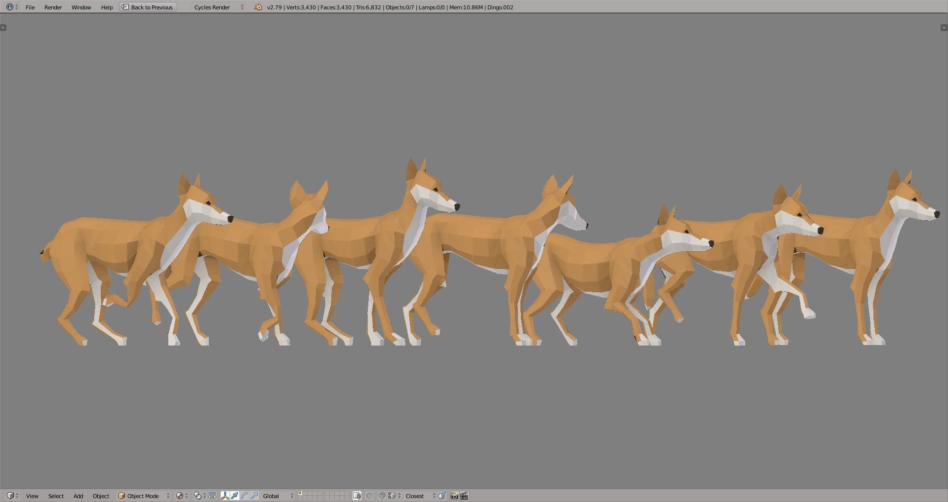 Dingoes orange dog Low-poly 3D model_4