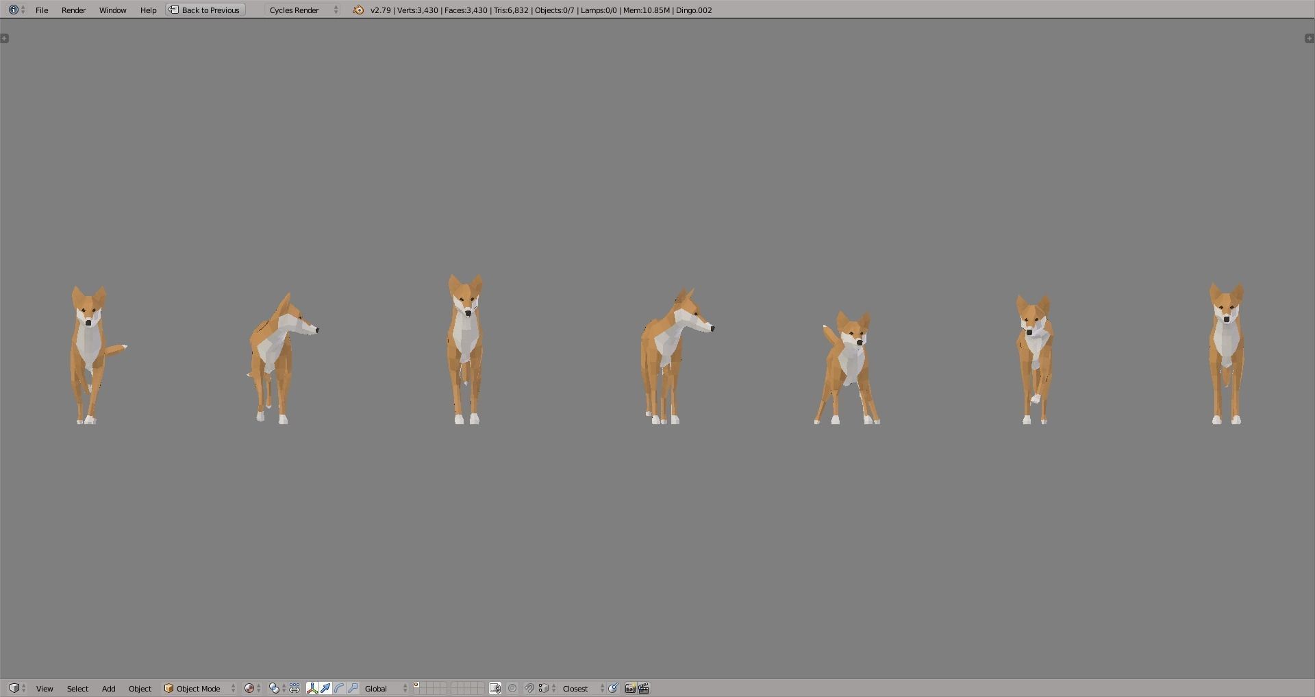 Dingoes orange dog Low-poly 3D model_2