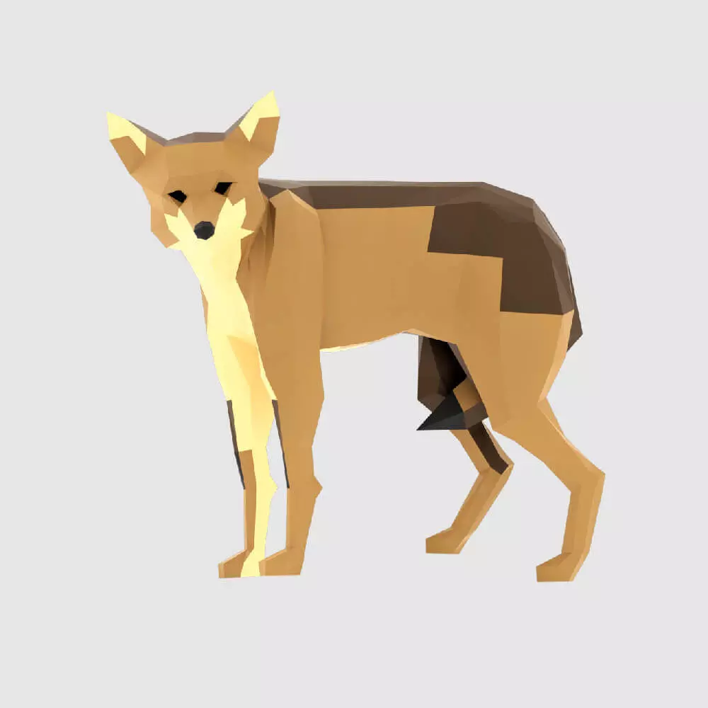 Coyote polygonal wolf Low-poly 3D model_0