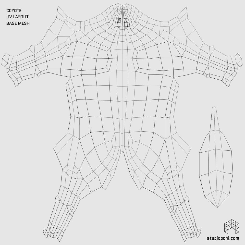 Coyote polygonal wolf Low-poly 3D model_8