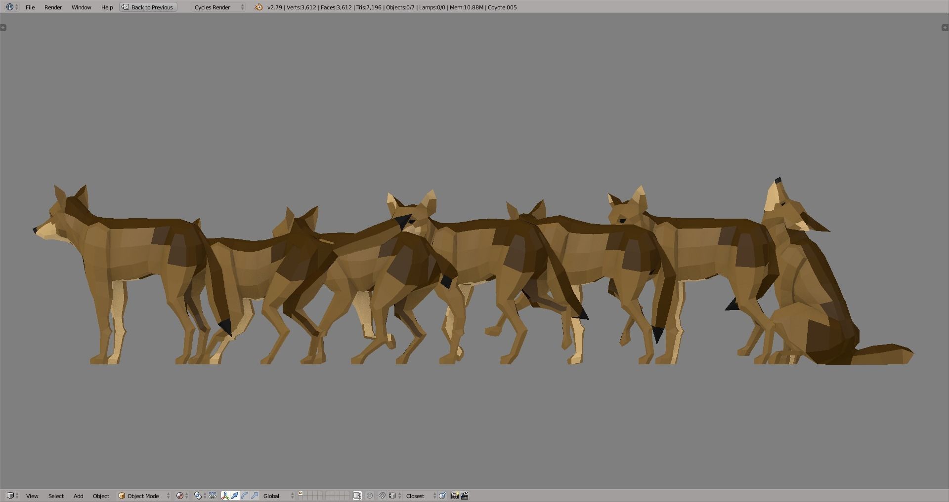 Coyote polygonal wolf Low-poly 3D model_5