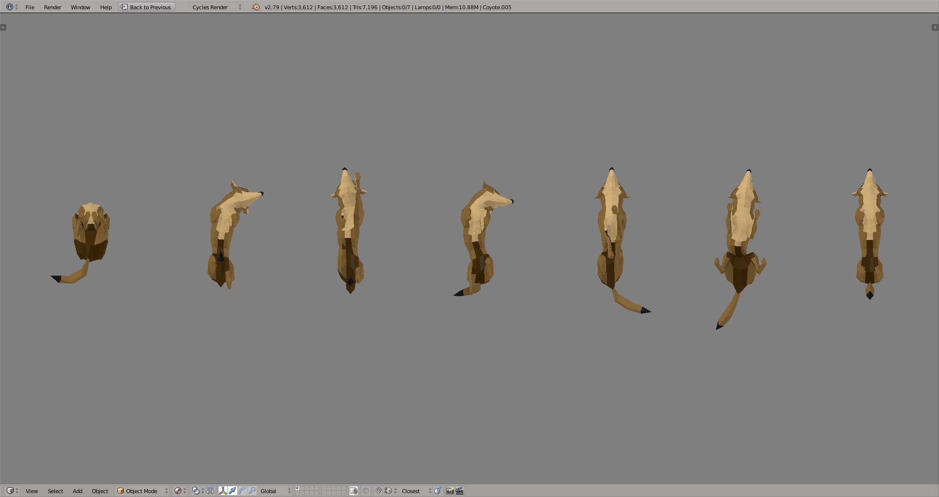 Coyote polygonal wolf Low-poly 3D model_7