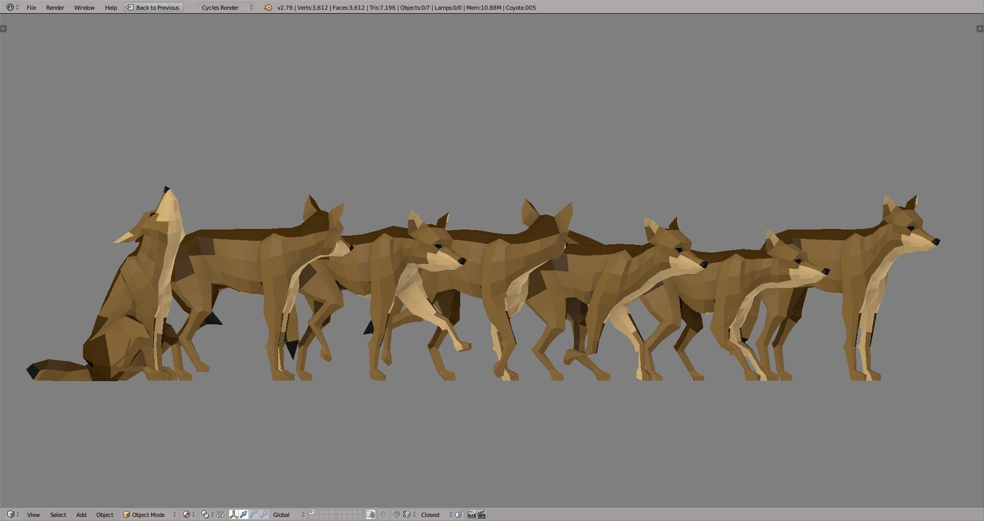 Coyote polygonal wolf Low-poly 3D model_3