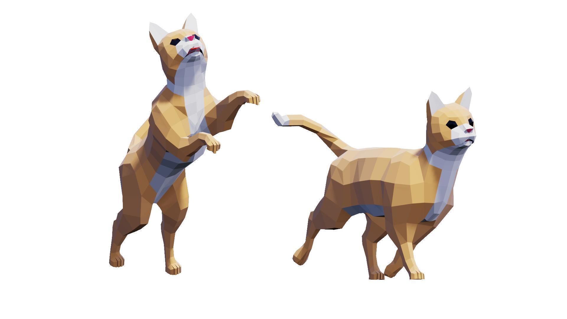 Cats Tabby Pack Low-poly 3D model_2