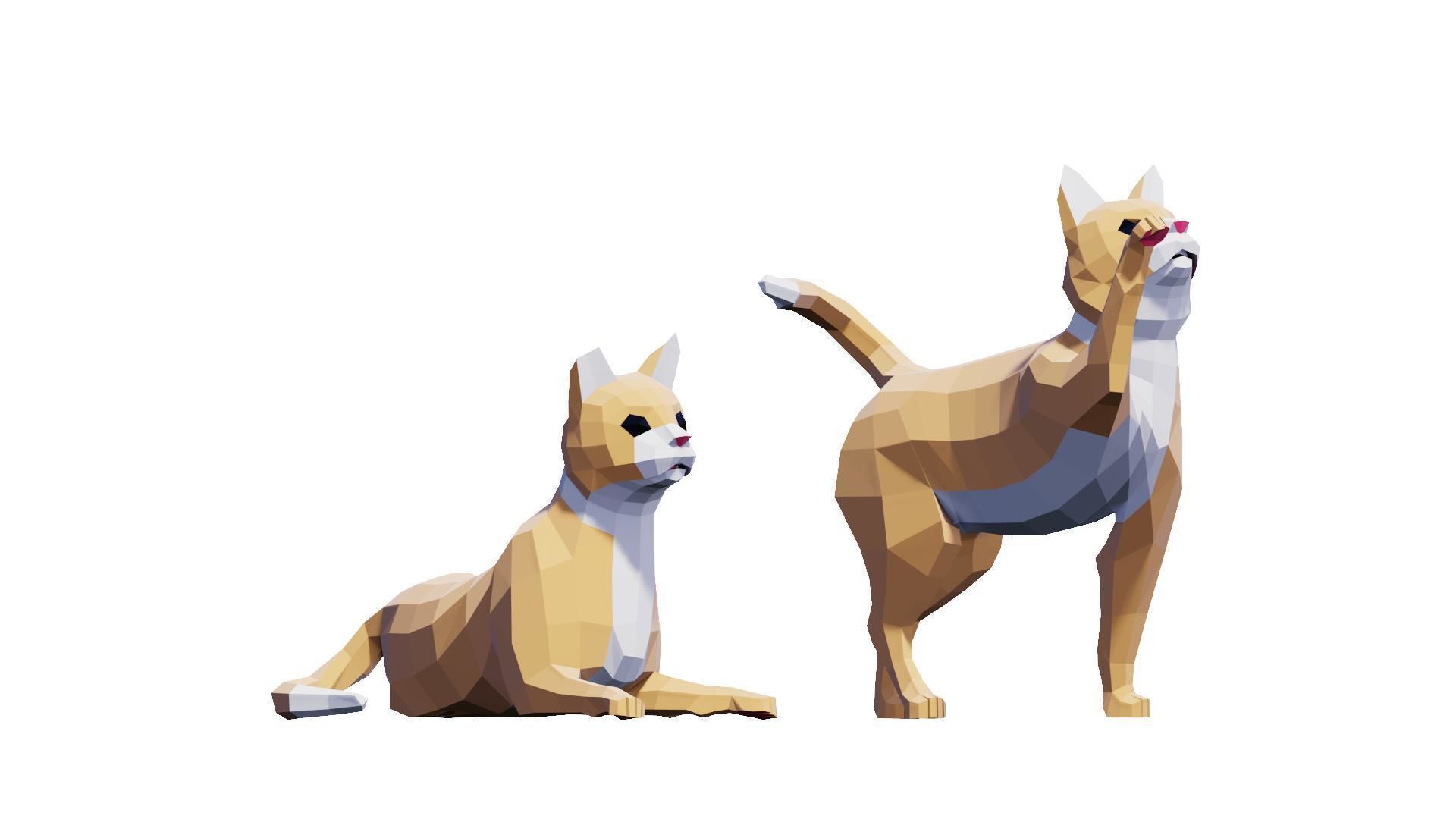 Cats Tabby Pack Low-poly 3D model_4