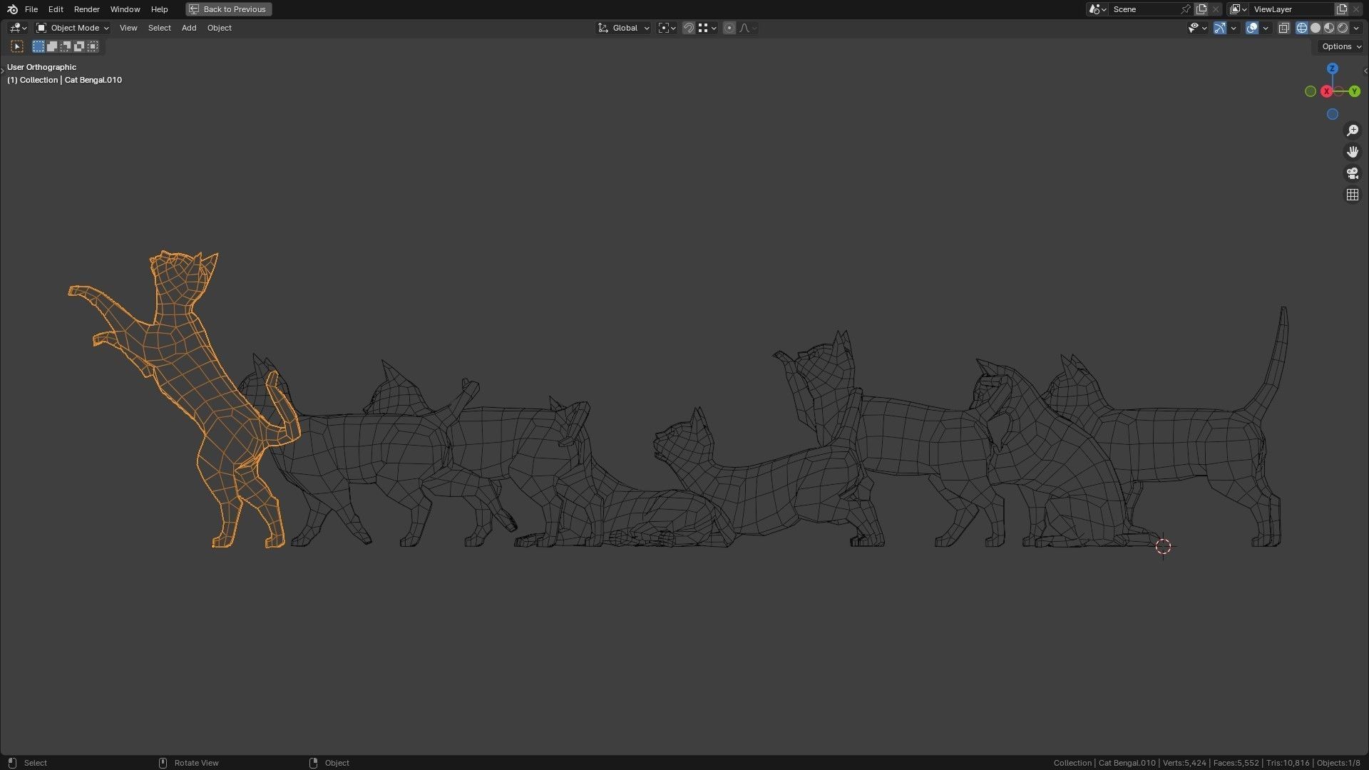 Cats Tabby Pack Low-poly 3D model_8