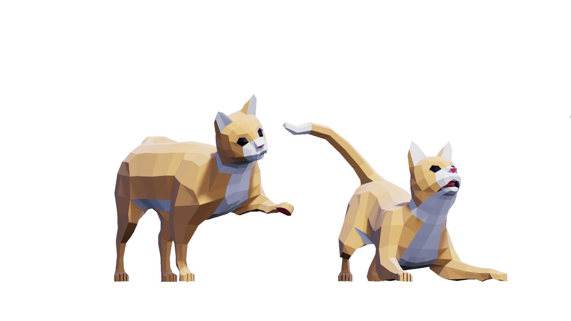 Cats Tabby Pack Low-poly 3D model_3