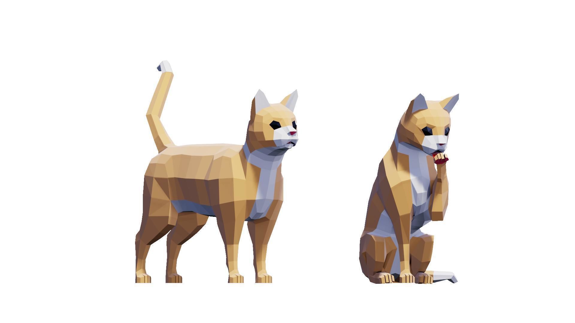 Cats Tabby Pack Low-poly 3D model_5