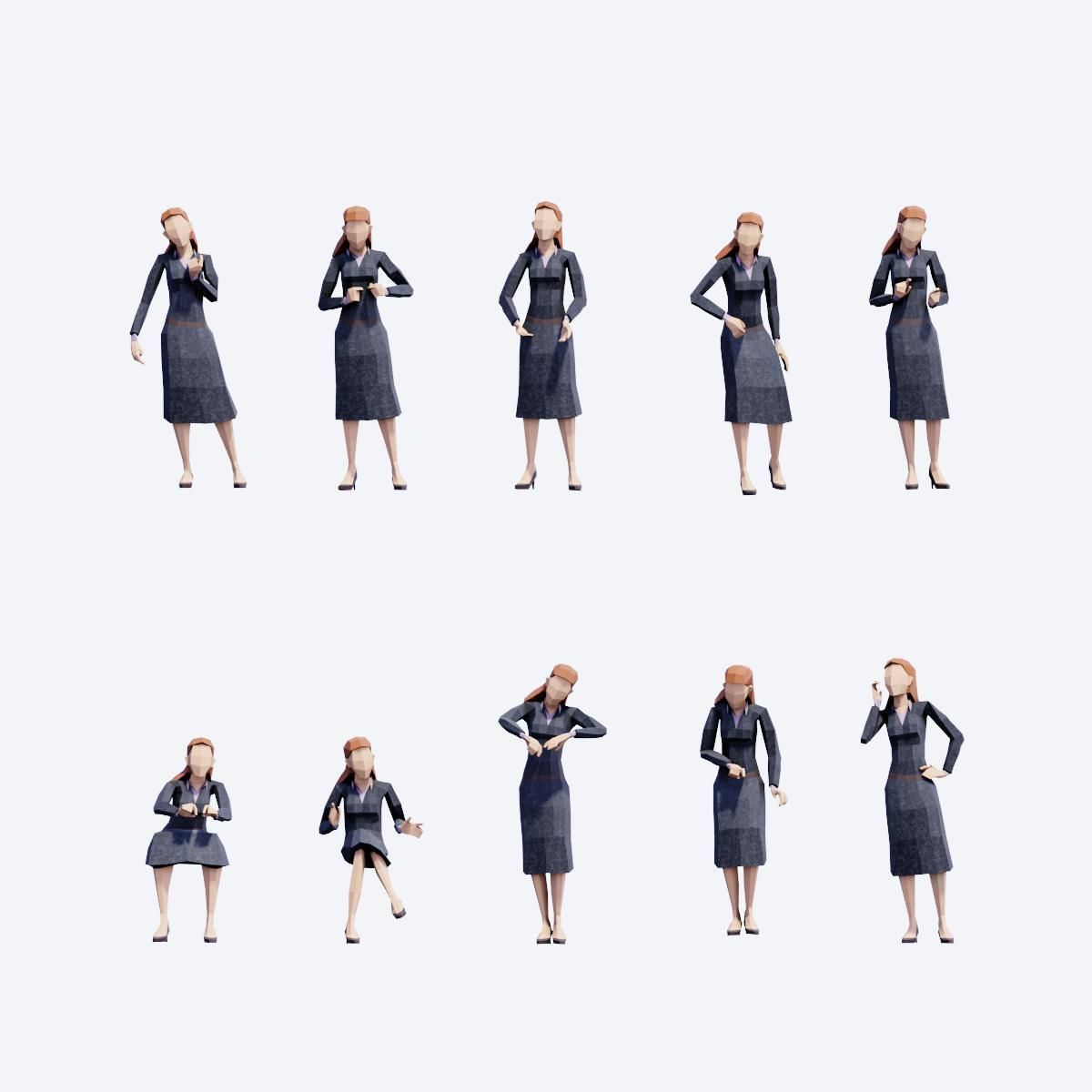 Business Women  Low Poly Posed People Pack Low-poly 3D model_2