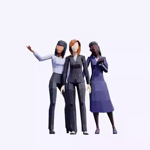 Business Women  Low Poly Posed People Pack Low-poly 3D model