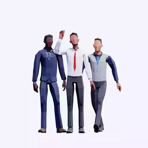 Business Men Low Poly Posed People Pack Low-poly 3D model
