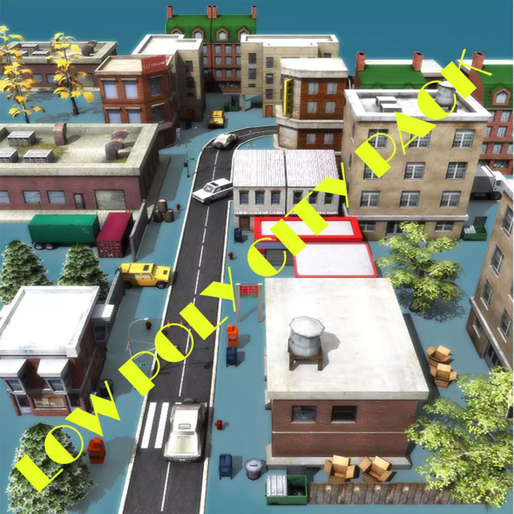 Low Poly City Pack Low-poly 3D model_0