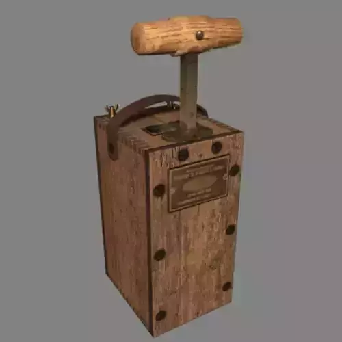 Detonator wooden box with light Low-poly 3D model