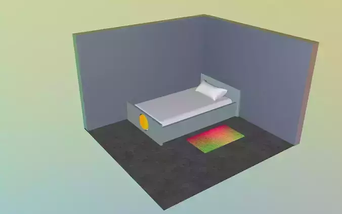 bedroom room with bed and rug