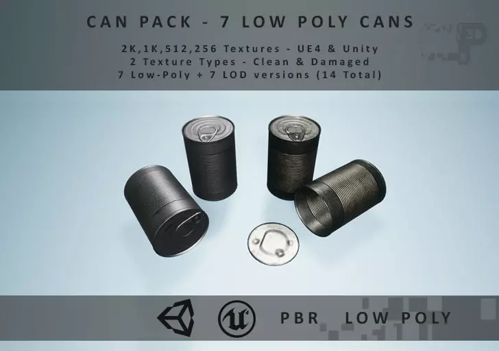 Food Can Pack Low Poly Low-poly 3D model_0