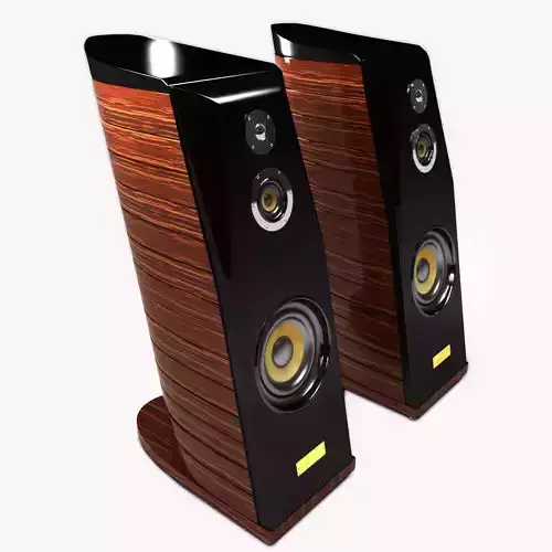 usher two wooden speakers 3D model