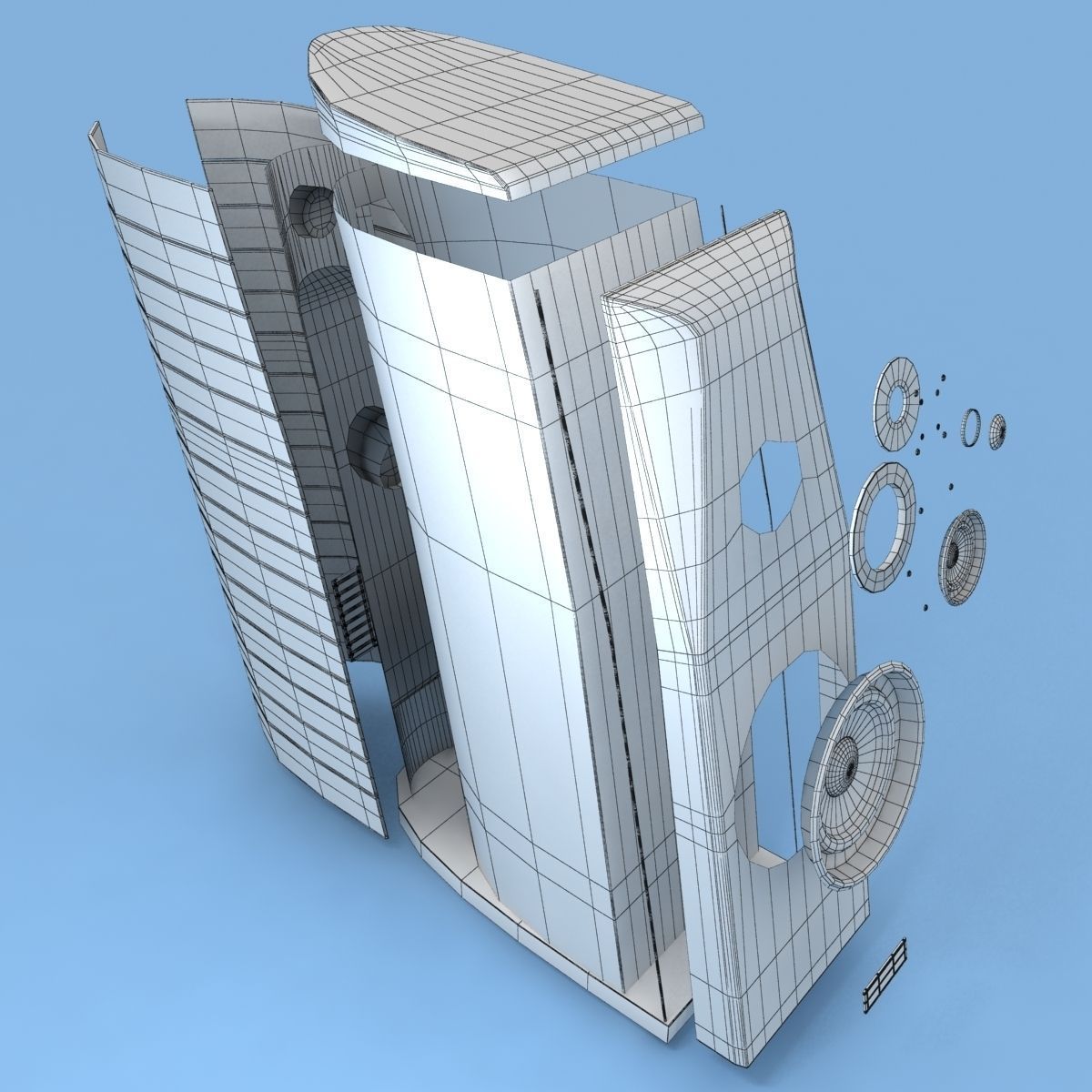usher two wooden speakers 3D model_8