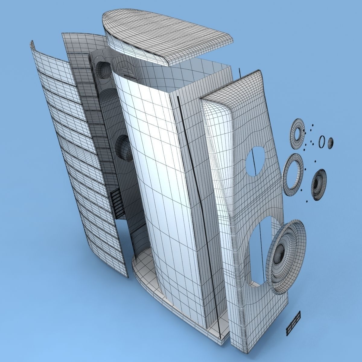 usher two wooden speakers 3D model_9
