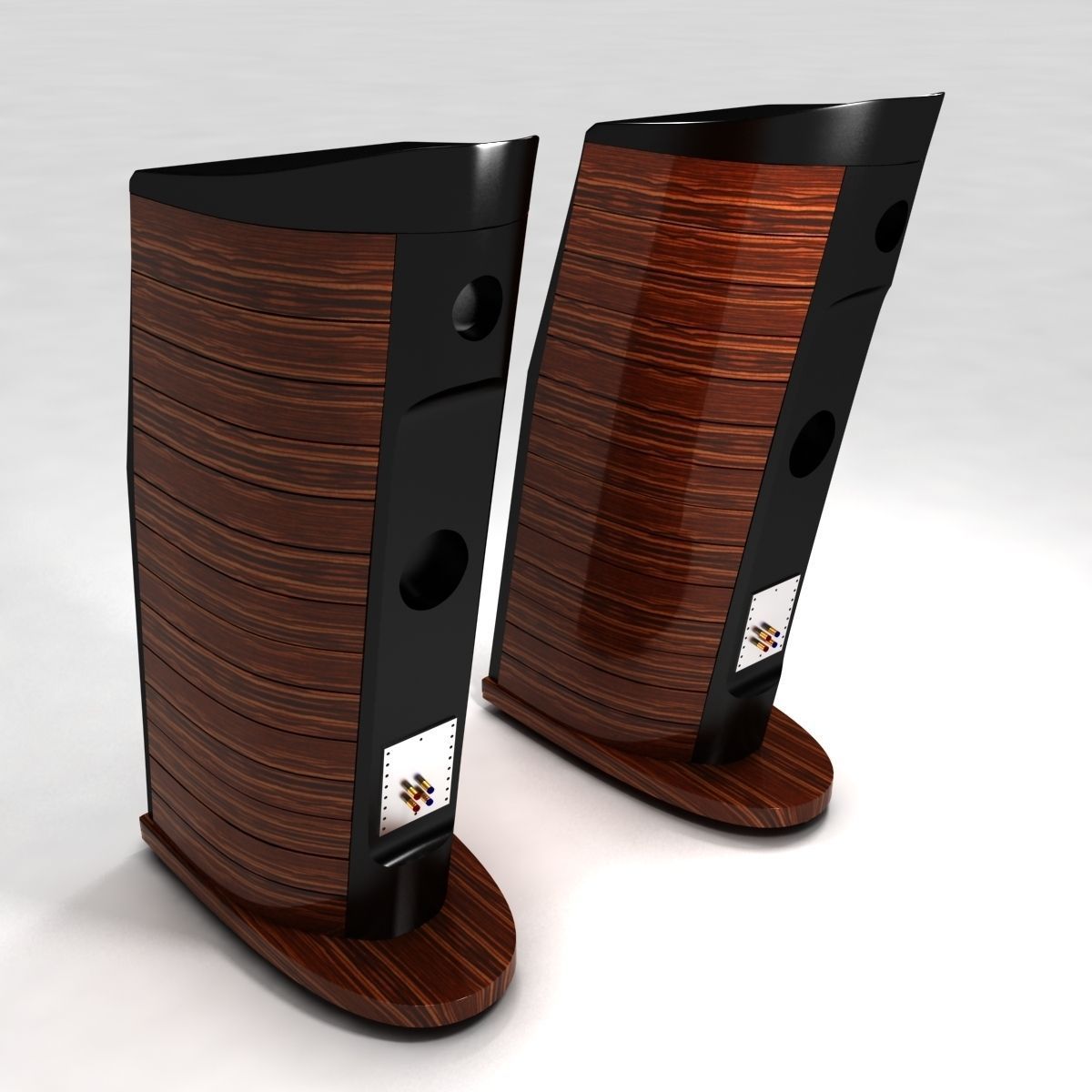 usher two wooden speakers 3D model_6