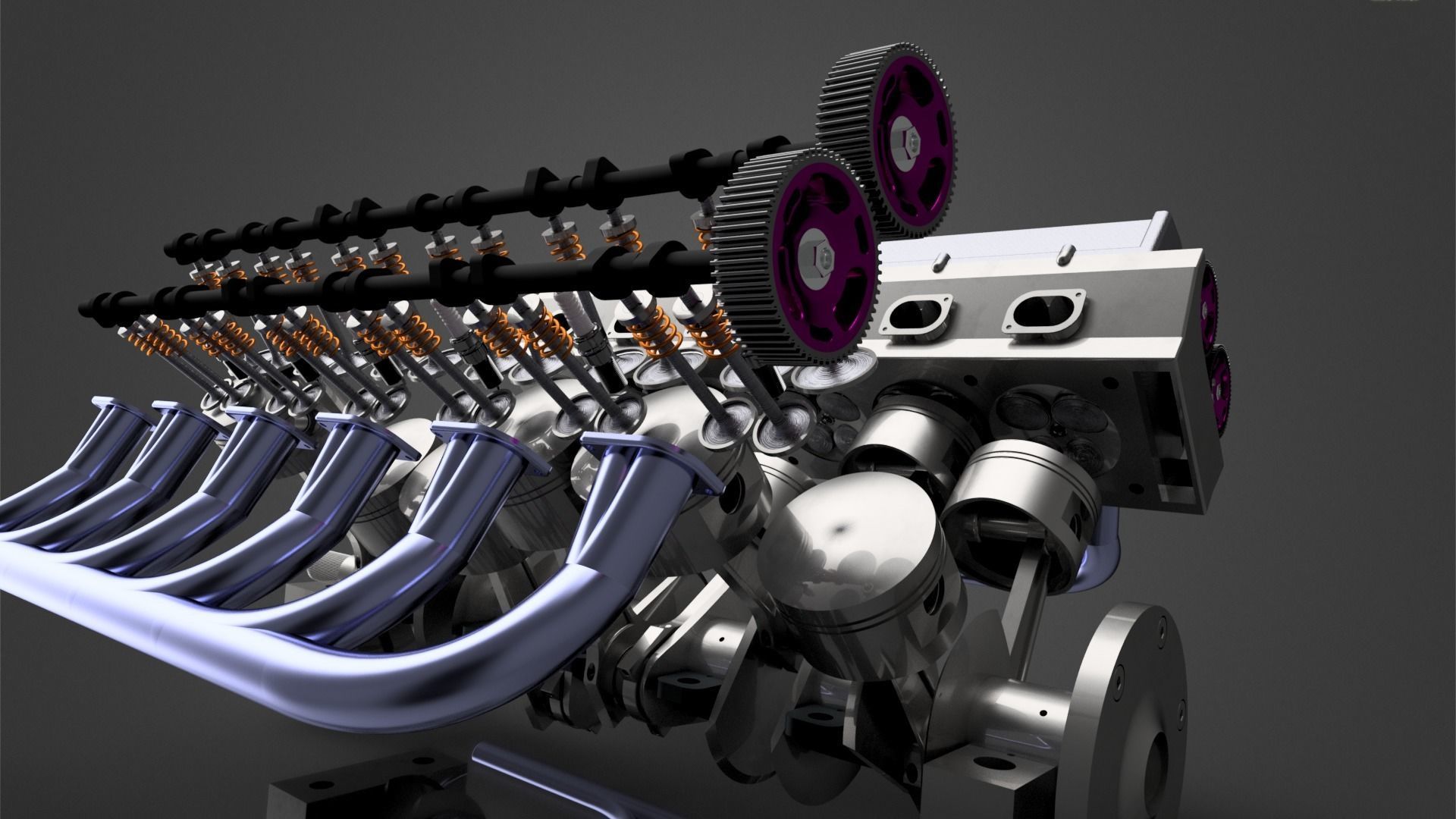 V12 Car Engine 3D model_3