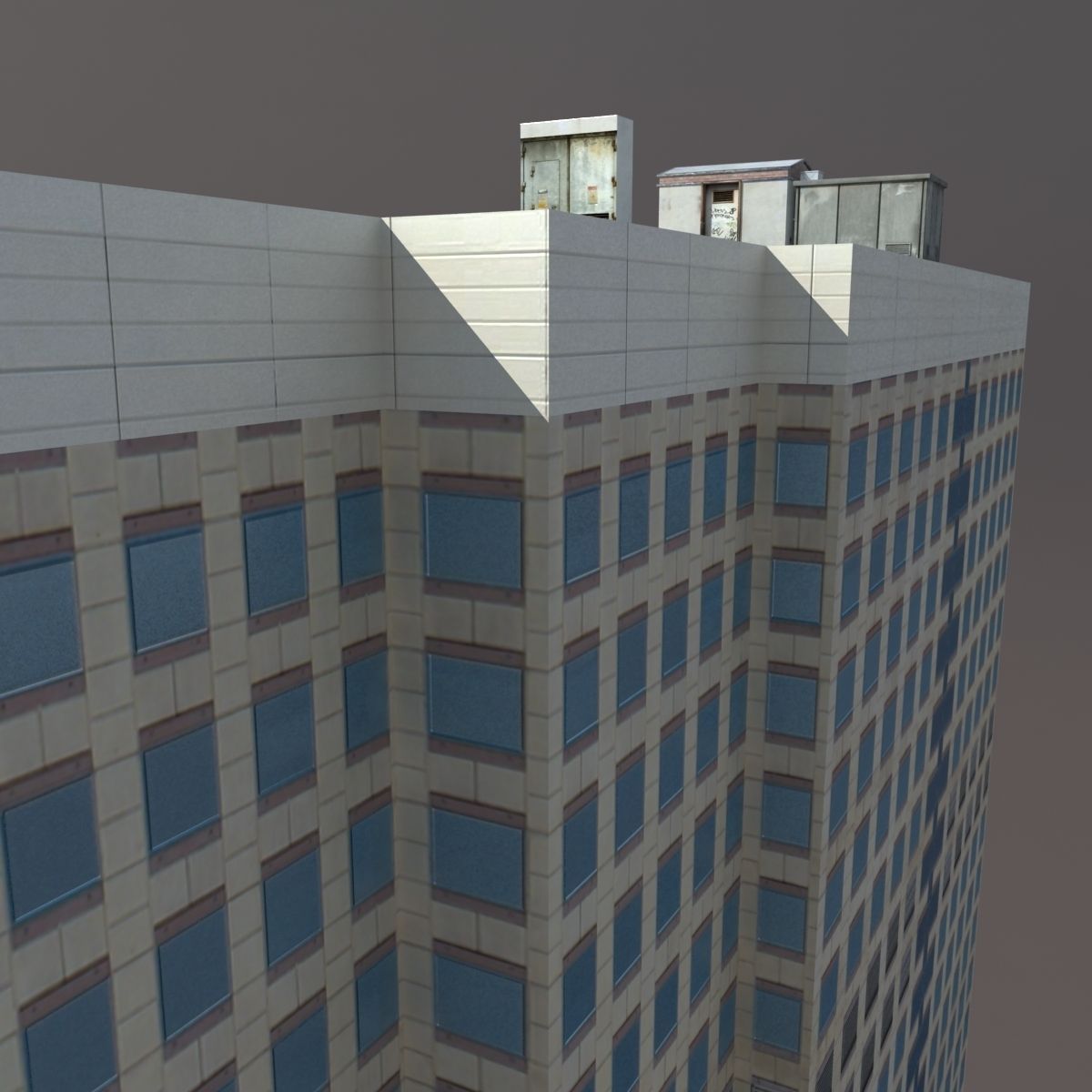 Skyscraper 5 tall building with windows and balconies Low-poly 3D model_2