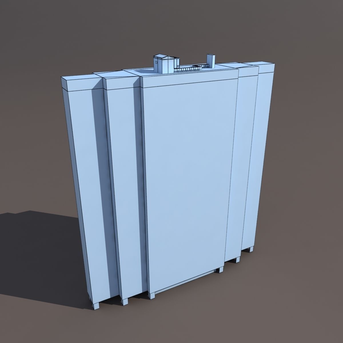 Skyscraper 5 tall building with windows and balconies Low-poly 3D model_4