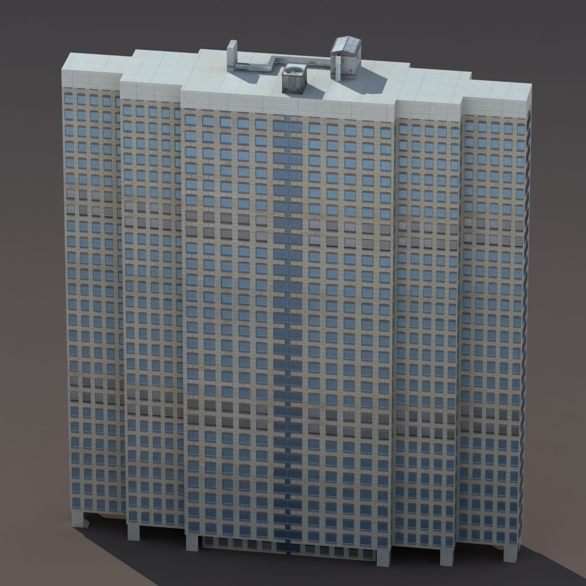 Skyscraper 5 tall building with windows and balconies Low-poly 3D model_5