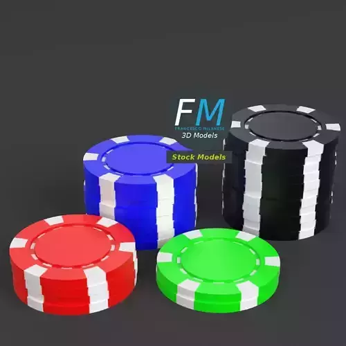 Casino tokens stacks 3D model