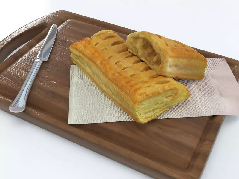 Pie Puff cake Low-poly 3D model_0