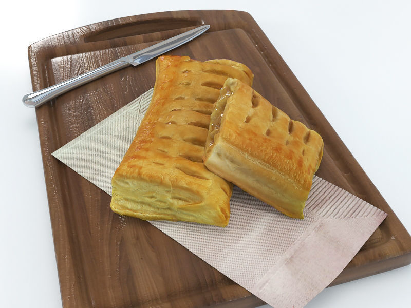 Pie Puff cake Low-poly 3D model_1