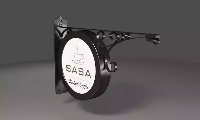 Round illuminated Wrought Iron Sign Board 3D model