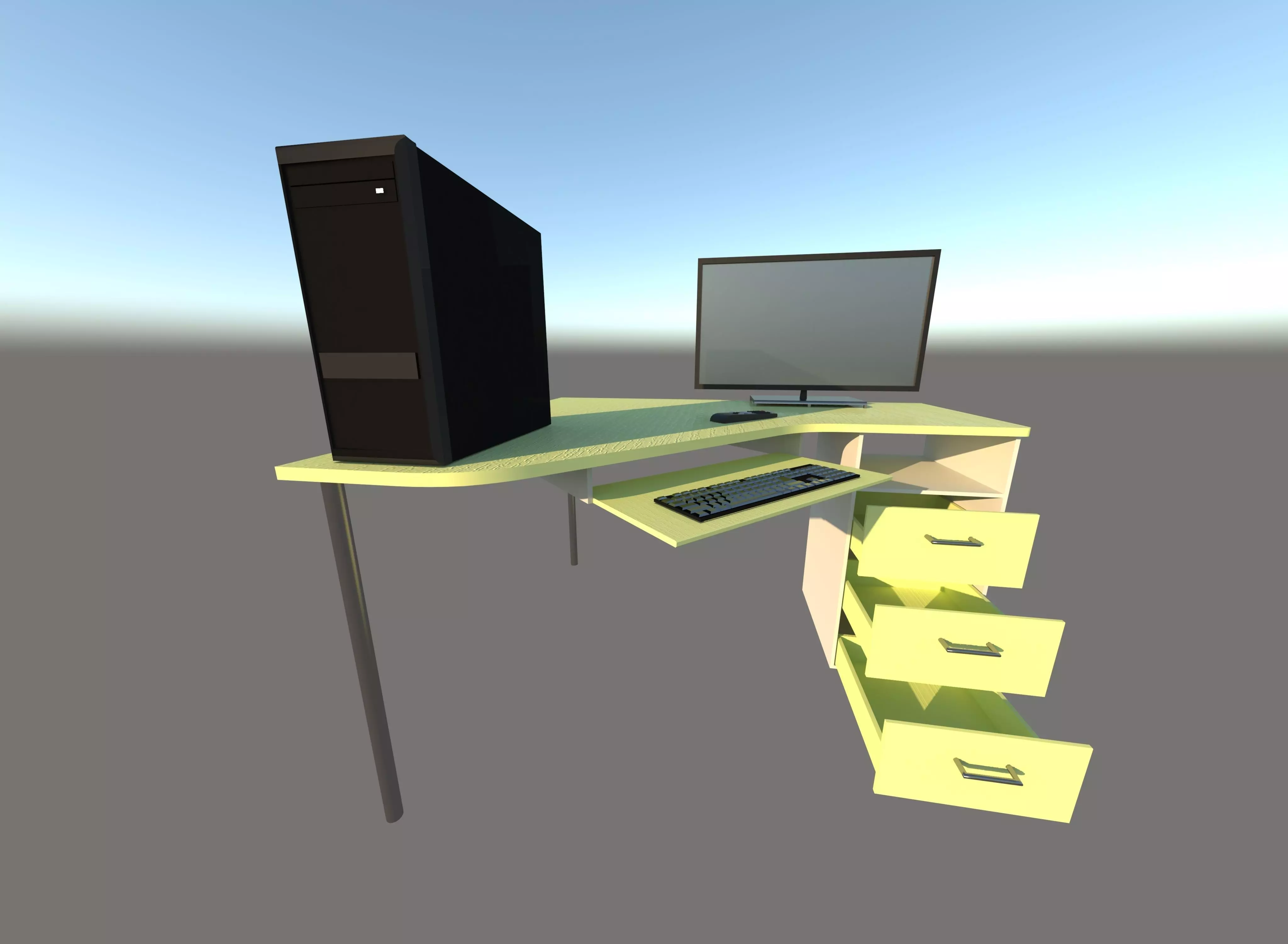 3D model Computer table VR / AR / low-poly | CGTrader