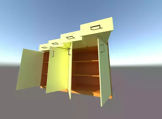 3D model Sideboard cabinet with three doors and two drawers VR / AR ...
