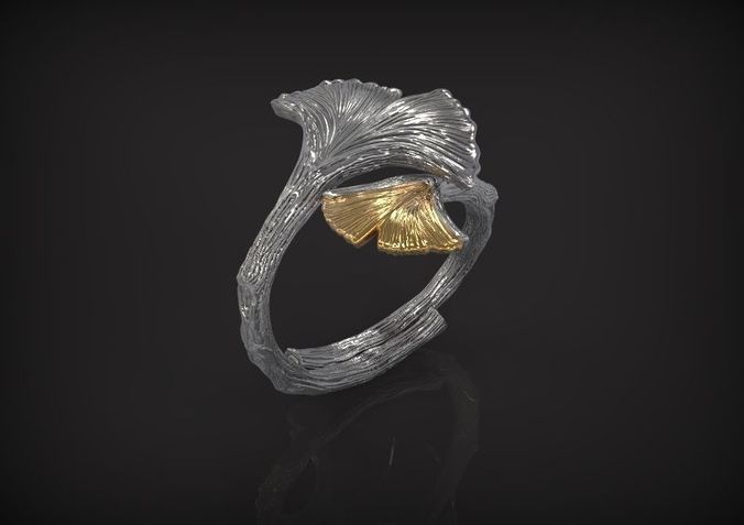 Ring Butterfly Ginkgo 3D print model