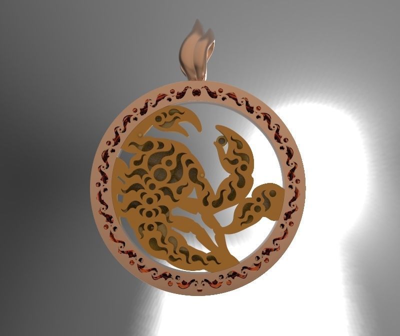 Scorpion scorpio zodiac pendant 3D print model_2