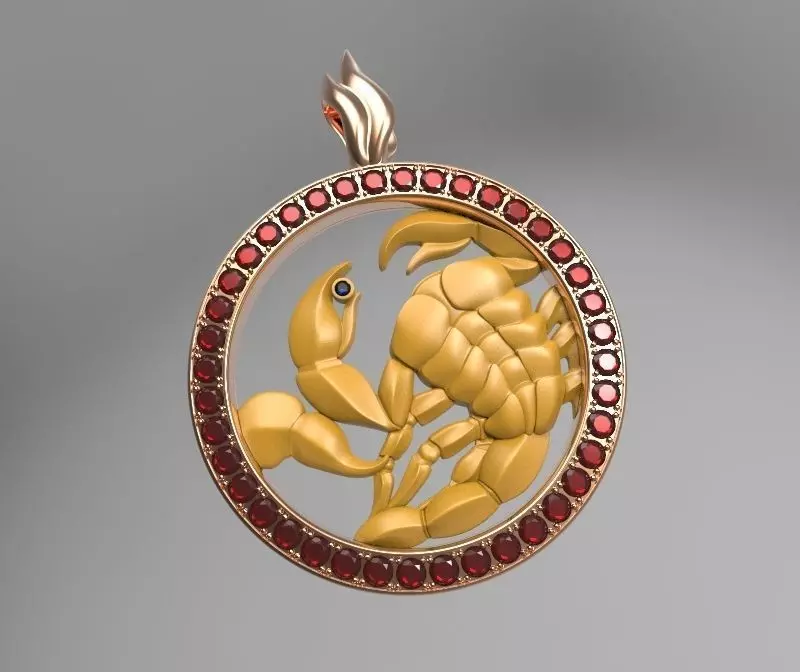 Scorpion scorpio zodiac pendant 3D print model_0